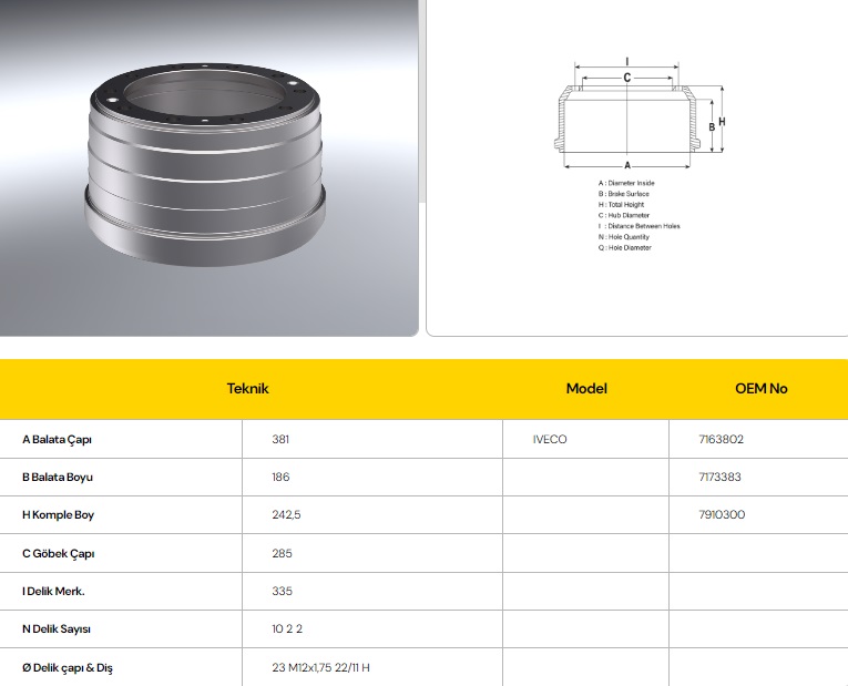 FREN KAMPANASI İVECO 3300
